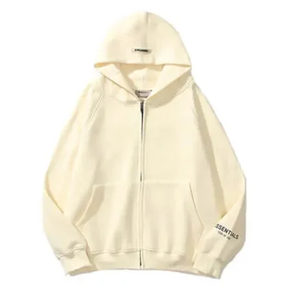 Fog Essentials Beige Zip Up Hoodie