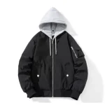 Essentials Black Bomber Hoodie Jackets