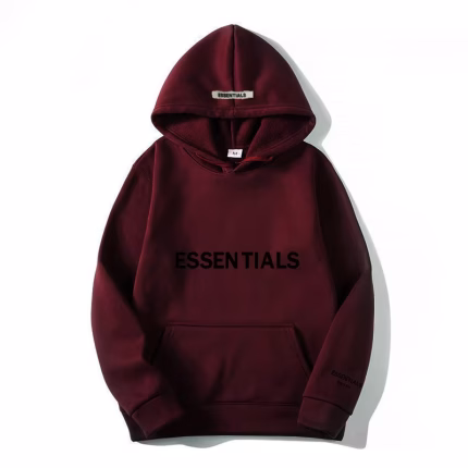 Essential Burgundy Fear Of God Hoodie