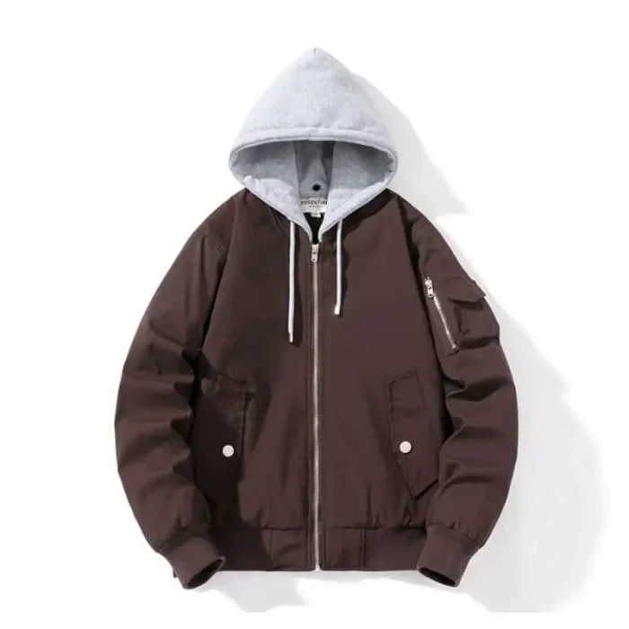 Essentials Denim Hooded Brown Jacket