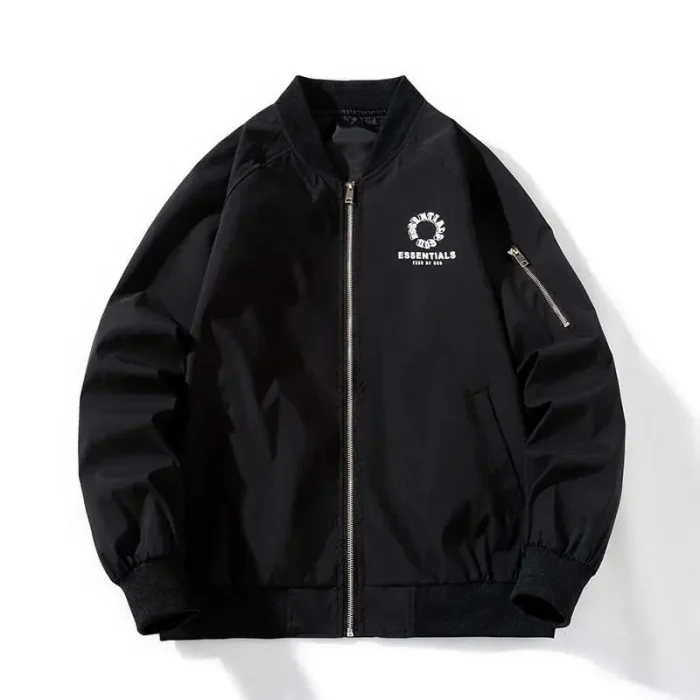 Essentials Zip Up Black Puffer Jacket