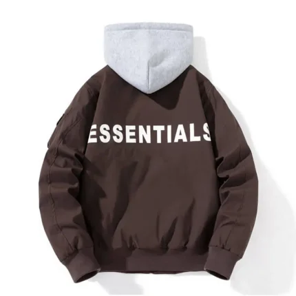 Essentials Denim Hooded Brown Jacket