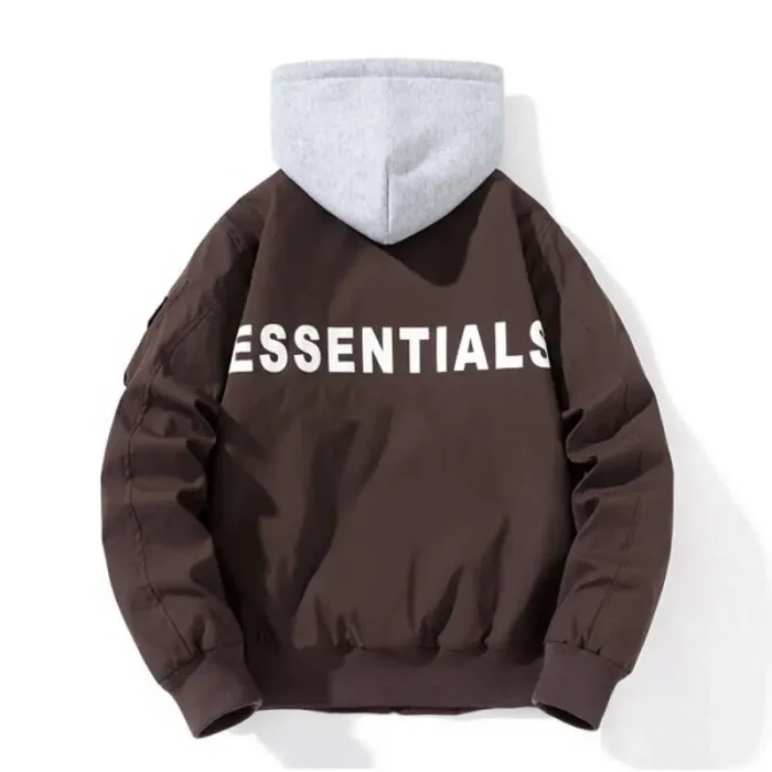 Essentials Denim Hooded Brown Jacket