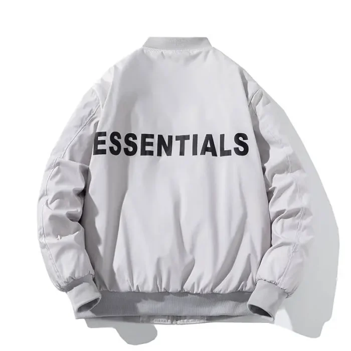 Essentials White Bomber Fashion Mens Puffer Jackets